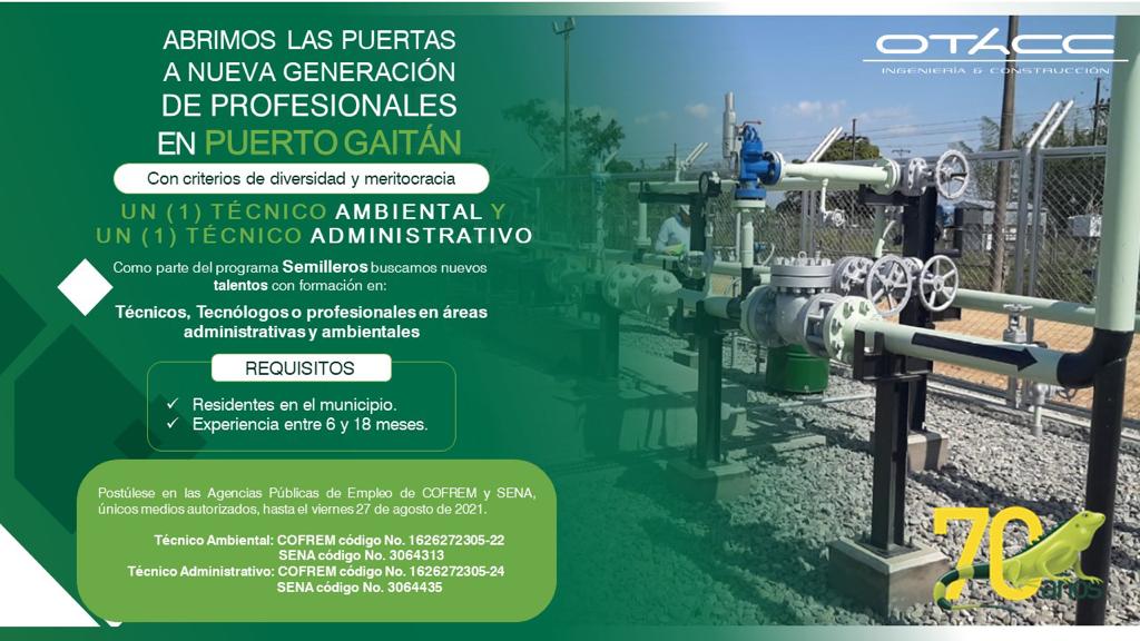 [Oferta Laboral]Vacantes Técnico ambiental y técnico administrativo